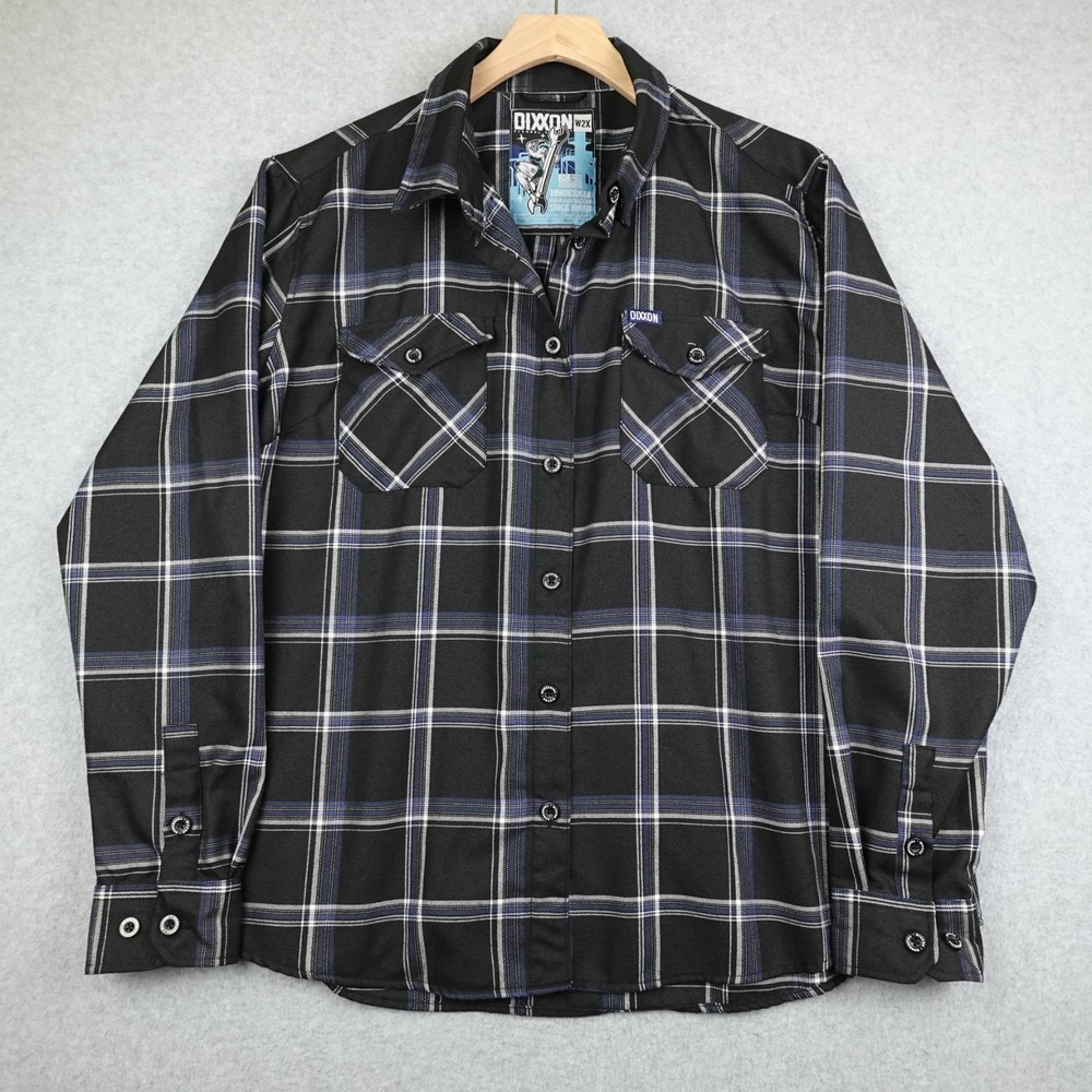 Dixxon Flannel The Tradesman Shirt Womens 2XL (W2X) Black Blue Plaid Button Down